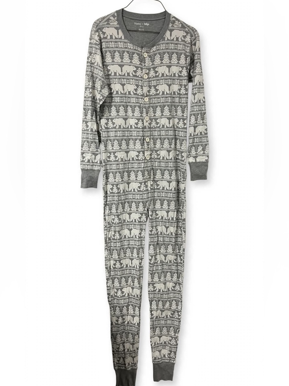 NWT Hatley x Indigo Adult Union Suit XS Winter Fair Isle Polar Bear Butt Flap On